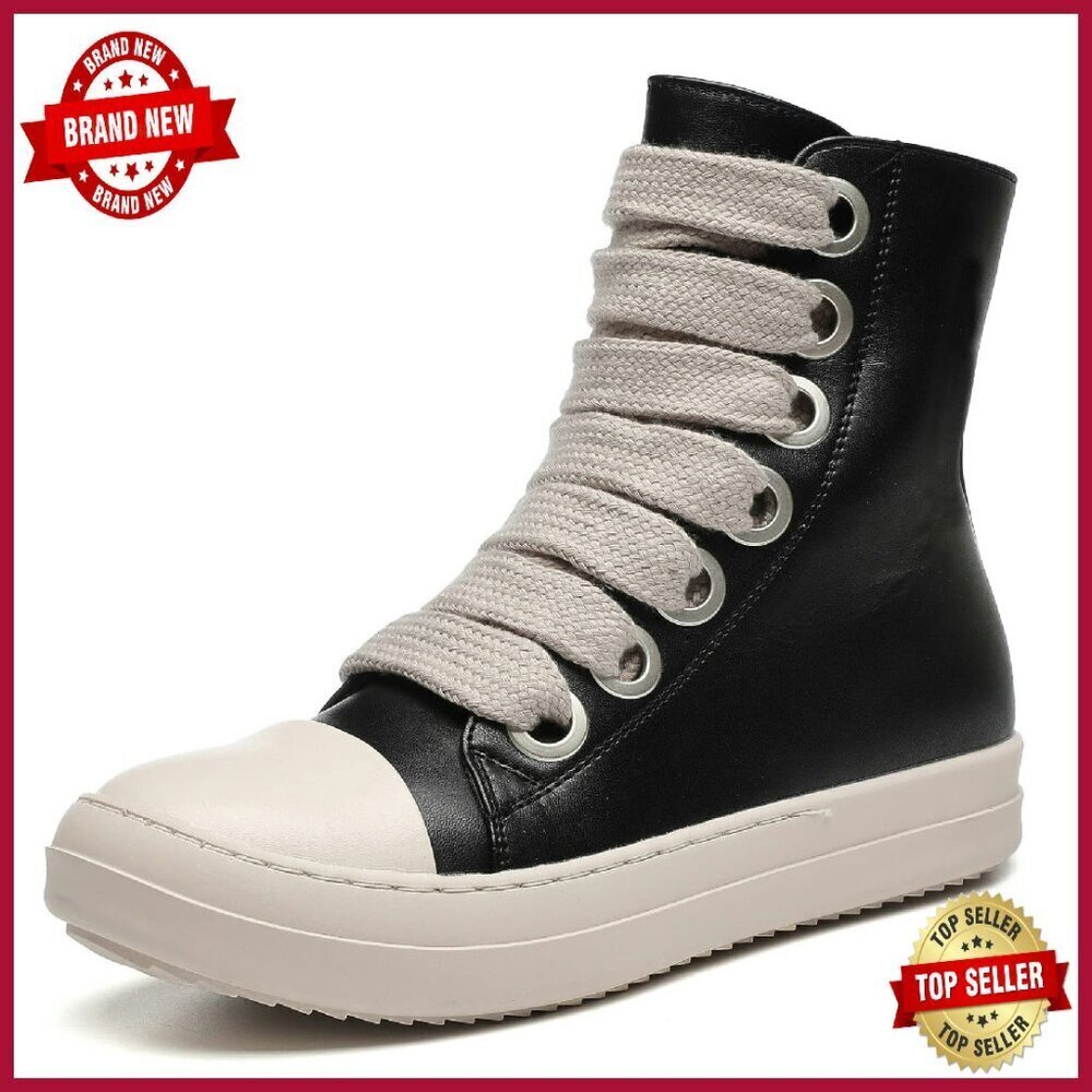 Women's High Top Platform Sneakers with Zipper PU Leather Comfort Walking Shoes